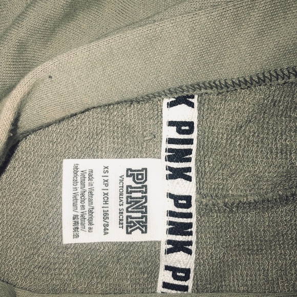 PINK VS military green cropped hoodie - Picture 4 of 4